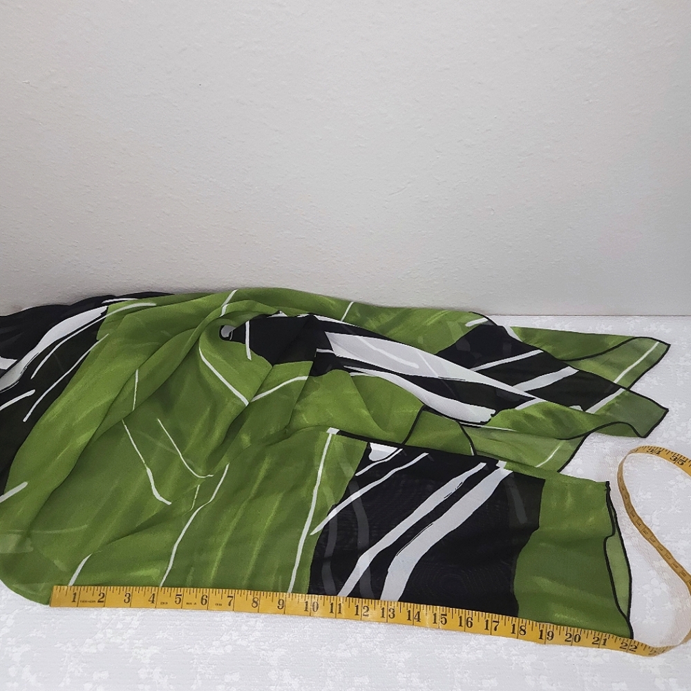 Caroline Rose Open Front Cardigan Kimono LARGE Black Green White - Picture 7 of 7
